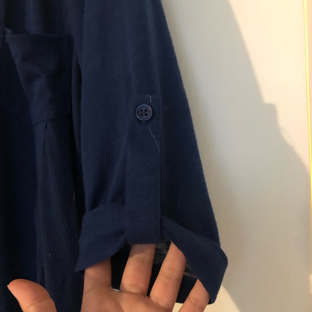 Macy’s Navy Blue Collared Button-Down - Picture 2 of 4